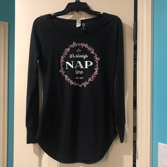 “It’s Always Nap Time” Gray Long-Sleeved Tee for Women Size Small - Picture 1 of 5
